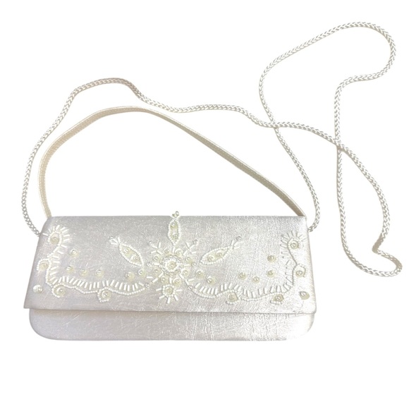 Handbags - Elegant Ivory Embroidered Clutch Handbag Shoulder Bag